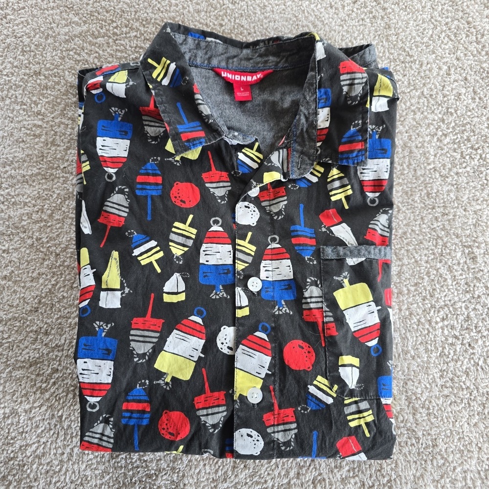 Unionbay Men's Short Sleeve Shirt Button-down All-Over Buoy Print Size L - Picture 13 of 13